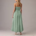 thumbnail image 4 of Amzcrzy Robes pour Femmes Couleur Unie Bretelles Spaghetti Robe d'Été Décontractée Col Rond Sans Manches Robes Soleil pour Femmes Tendance à Étages Fluide Robes Maxi avec Poches, 4 of 8