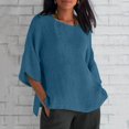 thumbnail image 1 of Blouses, Hauts et T-Shirts pour Femmes Grande Taille en Liquidation Femmes Dames Manches Raccourcies Col Rond Coton Chemise Ample Blouse, 1 of 6