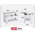 thumbnail image 3 of FDW Table Basse Blanche de 39,4 Pouces à Plateau Relevable, Compartiment Caché et Tablette de Rangement pour Salon, Bureau Ou Aire de Réception, 3 of 7