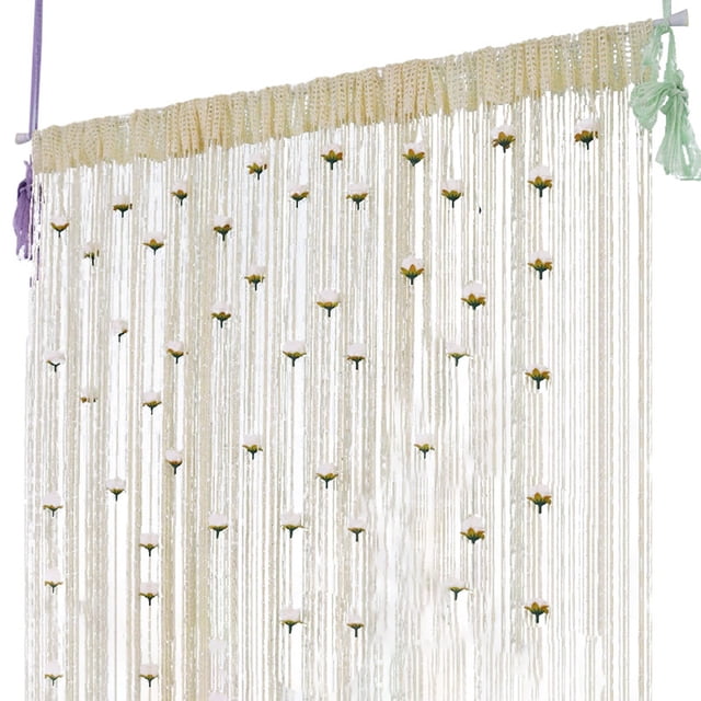 TIELUTT Rose Thread Door Curtain 2024 39x79 Inch String Total Curtains for Bedroom Shower Curtain for Small Shower Cold Blocking Window Curtains 6 Foot Curtains Sheer Curtains 96 Inches Long 4 Panels