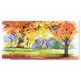thumbnail image 2 of Autumn Park Yellow Trees Watercolor - Landscape Canvas Art Print, 2 of 3
