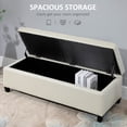 thumbnail image 4 of HOMCOM Linen Fabric Wood Feet Entry Bench, Contemporary Home Decor Beige, 4 of 10
