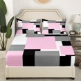 thumbnail image 3 of Erosebridal Geometric Sheet Set Twin, Square Rectangle Bedding Sets Twin Size, Abstract Stripe Decor 3pcs, 3 of 7