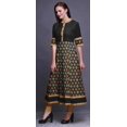 thumbnail image 3 of Bimba Robe Anarkali Longue Ligne A Ikat à Losanges Noirs pour Femmes Kurtis Indiens Classiques Imprimés Tunique-Moyen, 3 of 5