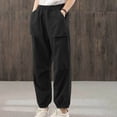 thumbnail image 4 of Timegard Pantalon en Coton et Lin pour Femmes, Taille Élastique, Bas Resserré, Pantalon Court Décontracté d'Été avec Poches, 4 of 5