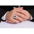 thumbnail image 2 of RYLOS Mens Rings 14K White Gold Designer Round Gemstone &  Sparkling Diamond Ring Cabochon Onyx October Birthstone Rings For Men, Men's Rings, Gold Rings Sizes 8 - 13, 2 of 7