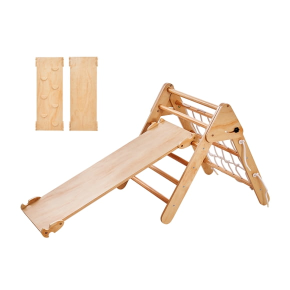 VEVOR Ensemble Triangle Pikler, Jouets d'Escalade 4 en 1 pour Tout-Petits Aire de Jeux Intérieure, Grand Gymnase d'Escalade en Bois pour Tout-Petits 1-3 Ans