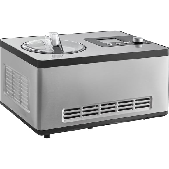 KFFKFF Ice Cream Machine with Integrated Compressor, 2 Quart Non-Prechill Fruit and Yogurt Device, Stainless Steel Electric Frozen Dessert Creator, 3 Setting Gelato Producer, Silver