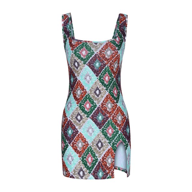 Ovzne Robes pour Femmes 2025 Robe pour Femme Robe Élégante Sans Manches Aguichant à Agencement de Couleurs Robe pour Femmes Imprimée Liquidation