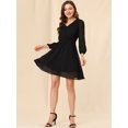 thumbnail image 3 of INSPIRE CHIC Robe en Chiffon Fluide à Manches Mi-Longues et Col en V pour Femmes, 3 of 6
