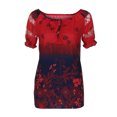 thumbnail image 3 of Blouse Grande Taille Femme Manches Courtes Col en V Dentelle Imprimée Hauts en Dentelle T-Shirt Ample Blouse Hauts Robe Blouses pour Femmes en Liquidation, 3 of 7