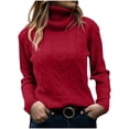 thumbnail image 2 of Mrat Chandail d'Automne pour Femme Chandail Décontracté Mode pour Femme Chandail à Manches Longues à Col Rond pour Femme Chandails à Col Rond S-110 Rouge-A L, 2 of 3