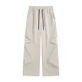 thumbnail image 4 of Casual Drawstring Wide-Leg Plaid Patchwork Hem Pants for Everyday Comfort – Timeless Unisex Trousers for Autumn, 4 of 4