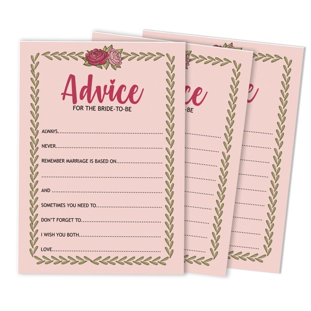 Inkdotpot FloralAdvice And Wishes Set Of 50 Bridal Shower Advice Game ActivityCards