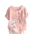 thumbnail image 1 of Cameland Hauts pour Femmes Col Rond Manches Courtes Imprimé Floral Chemise Ample, 1 of 5