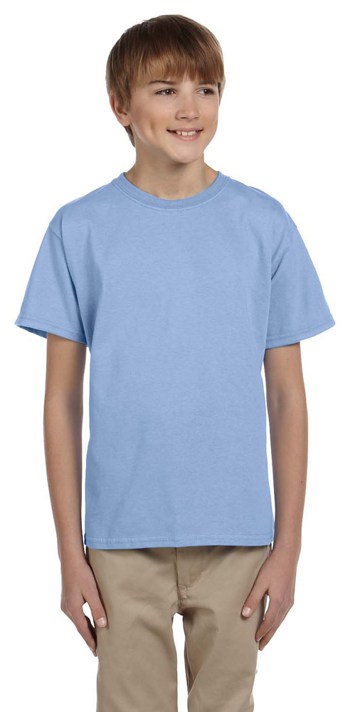 Hanes 5370 Boys Short Sleeve T-Shirt - Light Blue - Medium