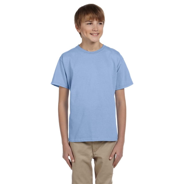 Hanes 5370 T-Shirt à Manches Courtes pour Garçons - Bleu Pâle - Moyen