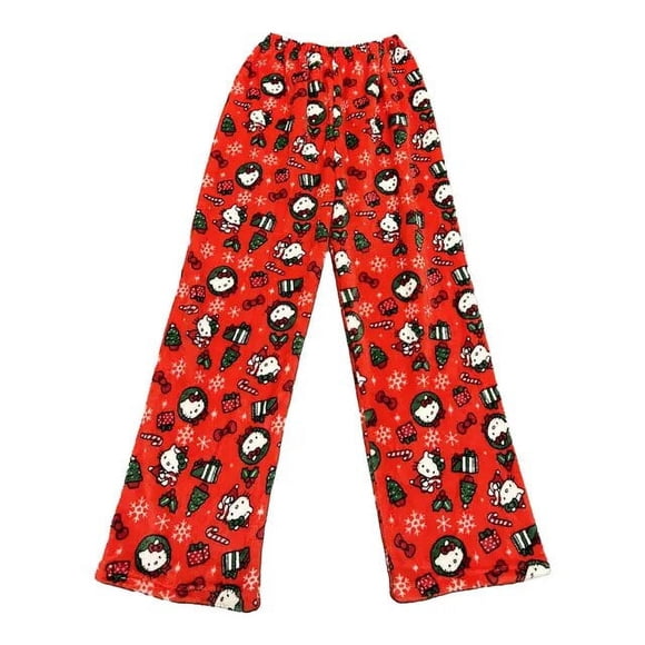 Sanrio Hello Kitty Pajamas Pants Anime Christmas Pajama Kawaii Cute Couple Home Pants Woman Plush Casual Winter Warm Trousers