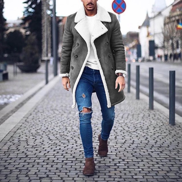 EGNMCR Jackets for Men Men Winter Warm Turndown Neck Softshell for Windproof Soft Coat Jacket