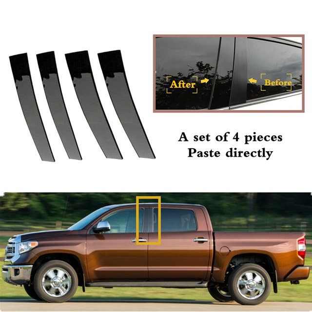 POSSBAY 4PCS Black Pillar Posts for Toyota Tundra Crew Max Cab/Double Cab 2007-2020