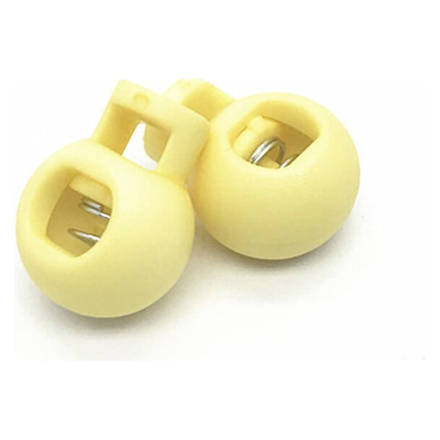 Becaristey 2pcs Cord Stoppers Lock End Toggles Spherical Buckles Tightening Locks Sport Clasp Sliding Luggage Lanyard Button Beige 1Set