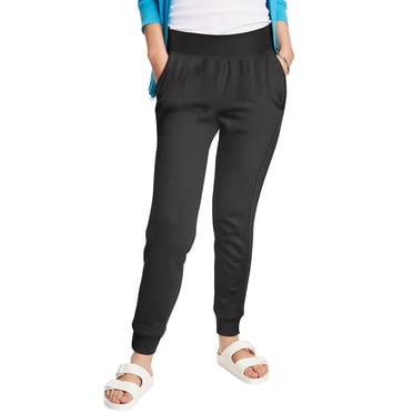 Hanes Womens EcoSmart Fleece Joggers, M, Ebony