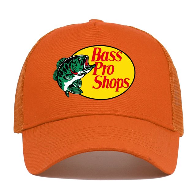 Bassproshops Printed Cotton Summer Outdoor Fishing Sun Protection Baseball Cap (Orange)