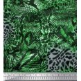 thumbnail image 1 of Soimoi Green Rayon Fabric Fish & Leopard Animal Skin Print Fabric by Yard 42 Inch Wide, 1 of 3