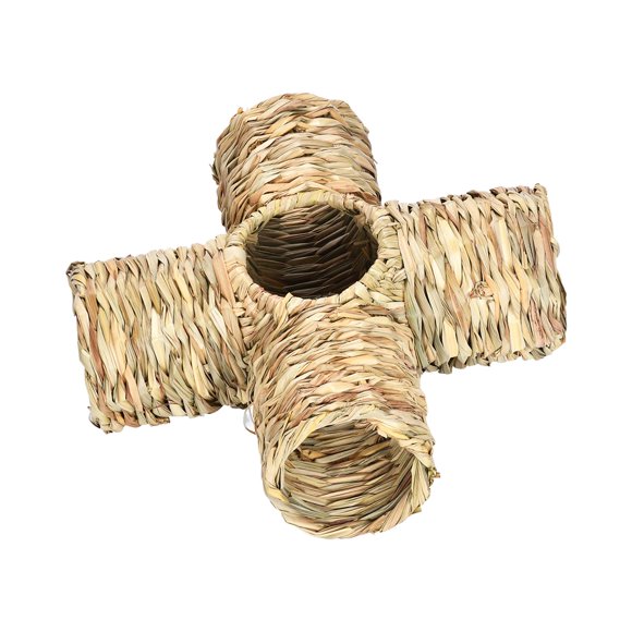 Shengyu Jouet Tunnel en Herbe pour Hamster Paille Animaux de Maison Petites Gerbilles Lapin Petit pour Quatre Ports