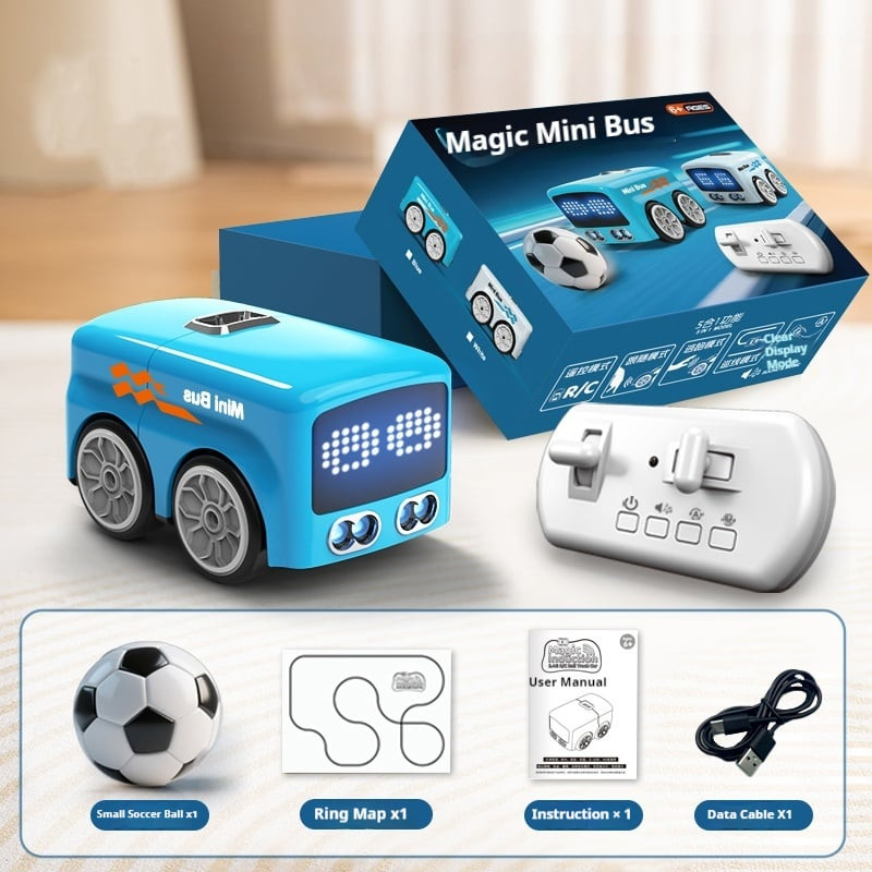 SSZMDLB 1Pcs Interactive Smart Mini Bus Toy, Remote Control Induction Car for Kids, Gesture Following Robot Car, Obstacle Avoidance Toy Vehicle, USB Rechargeable RC Car, Desktop Toy Car for Children