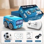 SSZMDLB 1Pcs Interactive Smart Mini Bus Toy, Remote Control Induction Car for Kids, Gesture Following Robot Car, Obstacle Avoidance Toy Vehicle, USB Rechargeable RC Car, Desktop Toy Car for Children