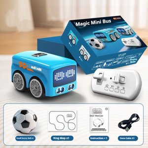 SSZMDLB 1Pcs Interactive Smart Mini Bus Toy, Remote Control Induction Car for Kids, Gesture Following Robot Car, Obstacle Avoidance Toy Vehicle, USB Rechargeable RC Car, Desktop Toy Car for Children