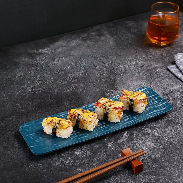 mtvxesu Plastic Sushi and Cake Serving Tray Long Rectangle Platter for Parties Entertaining 1-Piece