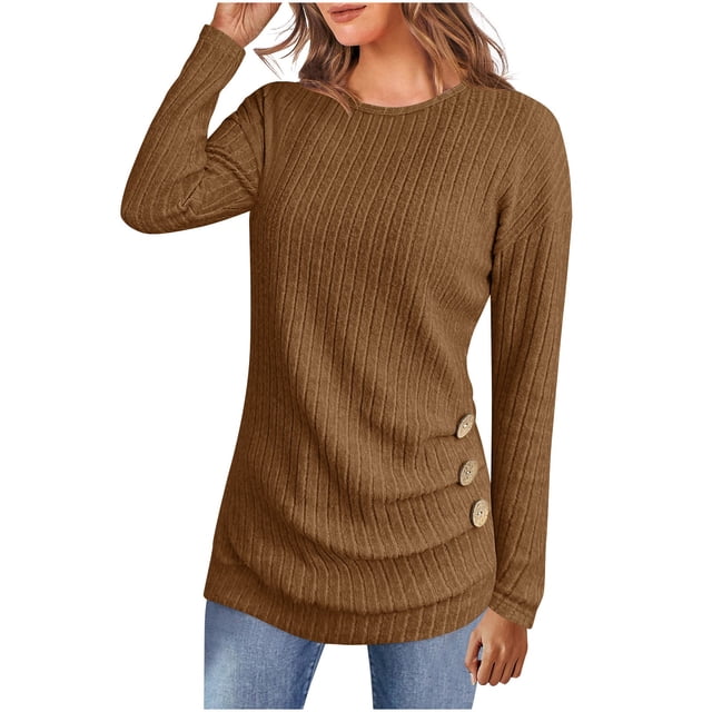 Women's Ribbed Sweater Set 2025 - Long Sleeve Tunic Leggings | Button Front Knit Pullover