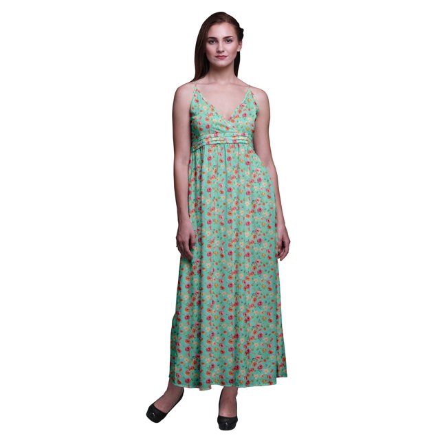 Bimba Robe Longue Maxi à Bretelles Spaghetti Ajustables à Imprimé Floral Tenue de Plage d'Été-Petit
