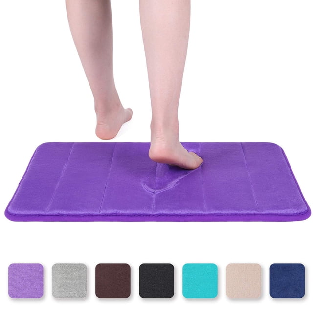 Memory Foam Bathroom Bath Rugs Absorbent Non-Slip Bath Rugs Washable Bath Mat - 40 x 60 cm, Purple