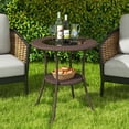 thumbnail image 2 of Costway 25.5” Round Patio Bistro Table PE Wicker with Tempered Glass Top Storage Shelf, 2 of 10