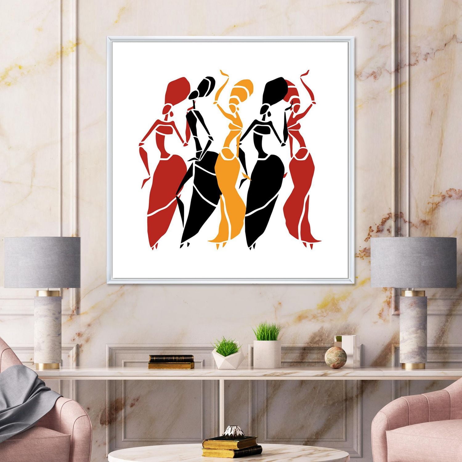 Designart Belles danseuses Silhouettes afro-américaines ART MURAL À CADRE FLOTTÉ