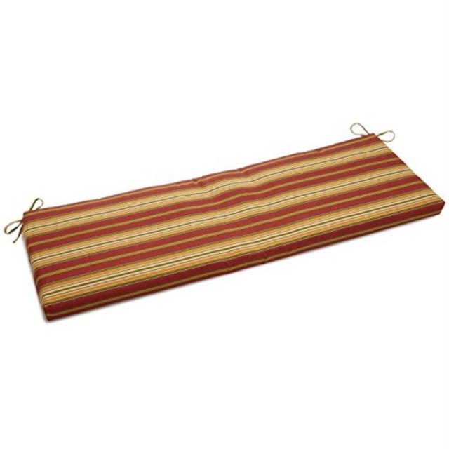 Coussin de Causeuse d'Extérieur en Polyester Filé de 57 Pouces par 19 Pouces - Kingsley Stripe Ruby