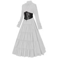 thumbnail image 3 of Mrat Robe Renaissance pour Femmes Costume Médiéval Robe Irlandaise Traditionnelle Longue Tenue Costume d'Halloween Robes S-15 Blanc P, 3 of 8