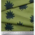 thumbnail image 3 of Soimoi Polyester Crepe Fabric Leaves Block Printed Fabric 1 Yard 42 Inch Wide, 3 of 5
