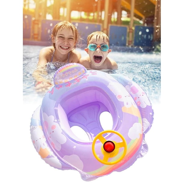 Flotteur de piscine gonflable pour bébé, motif dessin animé avec volant, siège de bain de protection solaire pour plage, rivière, lac, bateau, amusement aquatique, 70 x 700 cm Flotteur de piscine gonflable pour bébé, motif dessin animé avec volant, siège de bain de protection solaire pour plage, rivière, lac, bateau, amusement aquatique, 70 x 700 cm