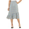 thumbnail image 3 of Unique Bargains Women's Floral Elastic Waist Ruffle High Low Hem Skirts, 3 of 5