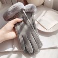 thumbnail image 1 of Women Autumn and Winter Fashion Simple Solid Color Edge Warm Gloves, 1 of 3
