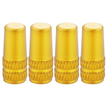 Unique Bargains 4pcs Aluminum Alloy Valve Cap French Type Valve Tire Dust Covers for Bicycle Mountain Bike Road Bike Gold Tone