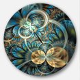 thumbnail image 1 of Designart « Fleur Fractale Symétrique Bleu Or » Horloge Murale Moderne, 1 of 6