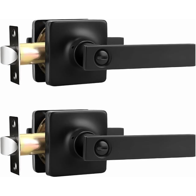 Levier d'Intimité Poignée de Porte Intérieure avec Serrure Levier de Porte Carré Robuste pour Lit/salle de Bain Serrures de Porte Sans Clé Réversible pour Portes Gauche Droite