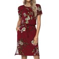 thumbnail image 1 of Robe d'Été pour Femmes 2024 Mode Grande Taille Décontractée Col Rond Bretelles Manches Courtes Imprimé Floral Robe Ample avec Poche Rabais de 50 % Liquidation!, 1 of 7