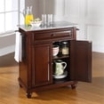 thumbnail image 2 of Pemberly Row Gray Granite Top Portable Kitchen Island in Mahogany, 2 of 7