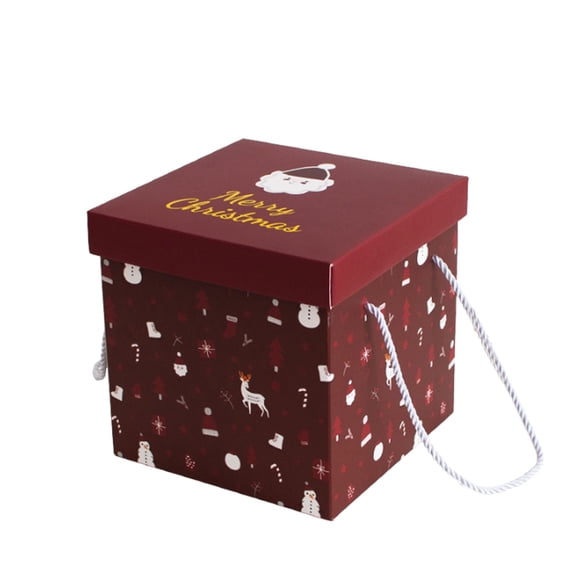 Rvkxad 2Pc Christmas Gift Box Set, Large Candy Handheld Empty Packaging for Holiday Gifts, Foldable Decorative Box, Christmas Packaging Box